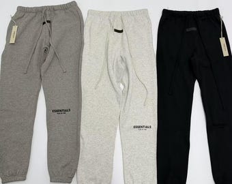 NWT Essentials Sweatpants, Relaxed Fit Streetwear Casual Joggers Limo Black/Light Oatmeal/Dark Oatmeal