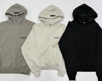 Sudadera con capucha extragrande NWT Essentials, sudadera de estilo urbano de corte relajado, color negro lima/avena claro/avena oscuro.