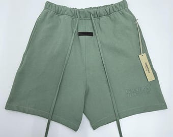Pantalones cortos deportivos NWT Essentials Sycamore, pantalones cortos de estilo urbano extragrandes, mezcla de algodón con cintura elástica.