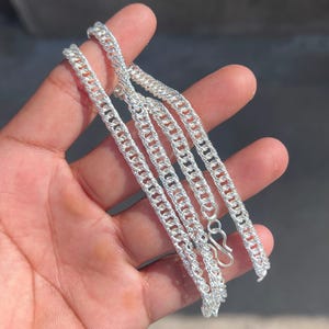 Collar de cadena cubana de eslabones tipo curb de plata de ley 925, joyería unisex para bodas.