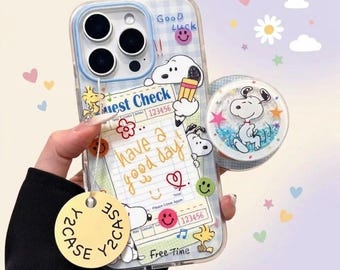 Snoopy Guest Check Magnetic Stand Case for iPhone 17 16 15 14 13 12 11 Pro Max, Have a Good Day Retro Griptok, Cute Gift for Peanuts Fans