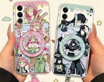 Mitsuri Muichiro Magnetic Stand Case for iPhone 17 16 15 14 13 Samsung S26 S25 S24, Manga Anime Cover with Beaded Wrist Strap Gamer Gift