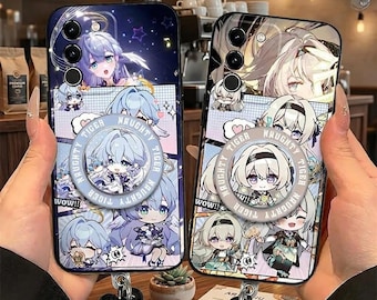 Robin Firefly Honkai Star Rail Magnetic Case for iPhone 17 16 15 14 13 Samsung S26 S25 S24, Manga Stand Case with Wrist Strap Gamer Gift