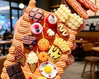 Kawaii Bakery Decoden Phone Case, Custom Handmade iPhone 17 16 15 14 13 12 11 Pro Max Cover, 3D Food Bread Snack Charm Case, Gift for Her