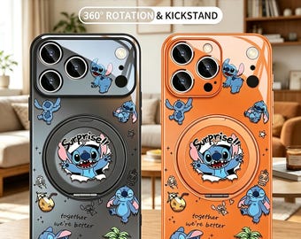 Stitch MagSafe Magnetic Kickstand Case for iPhone 17 16 15 14 13 12 11 Pro Max Plus, 360 Rotation Stand, Cute Alien Gift, Multiple Colors
