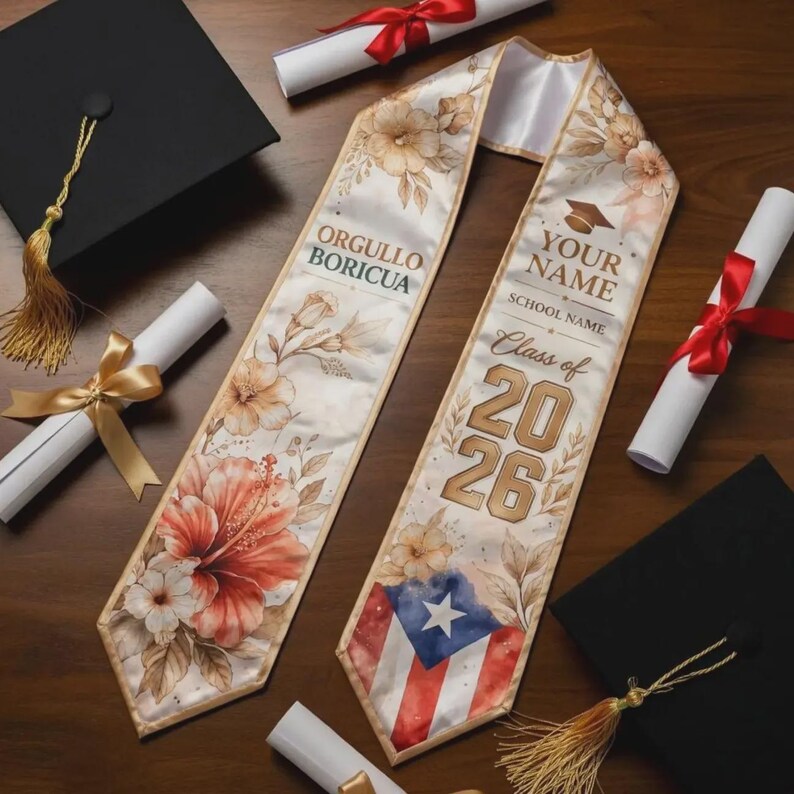 Puerto Rican Graduation Personalized Puerto Rico Graduation Stole Class of 2026, Orgullo ...