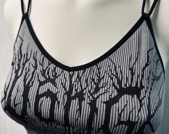 Débardeur gris alternatif, chemise gothique graphique, Emo-Alt Y2K