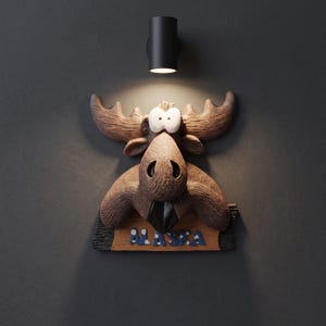 Moose Fridge Magnet, 3D Alaska Moose Souvenir, Hand-Painted Resin Wildlife Decor, Rustic Cabin Gift for Moose Lovers