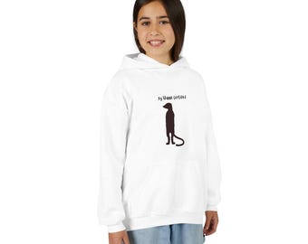 Sudadera con capucha y silueta de perro negro / Sudadera infantil con diseño canino minimalista