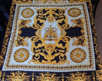 GIANNI VERSACE Plaid Decke Throw Blanket Baumwolle & Seide 135x135 Neu New Silk