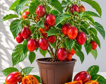 Tamarillo Tomato Plant Live for Planting, Cyphomandra Betacea Solanum Fruit Tree, Rare Red Tamarillo Seedling, 4-8 inc Tall, No Pot