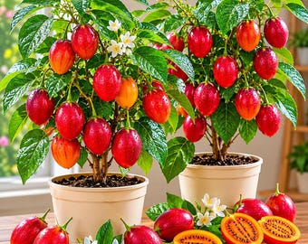 Set 2 Tamarillo Tomato Plants Live for Planting, Red Tamarillo Seedling, 4-8 Inch Tall, No Pot