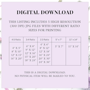 K&ouml;nnte beinhalten: Digitaler Download-Grafik mit Text. Enth&auml;lt 5 hochaufl&ouml;sende JPG-Dateien mit verschiedenen Gr&ouml;&szlig;enverh&auml;ltnissen zum Drucken, einschlie&szlig;lich Optionen f&uuml;r 4x5, 3x4, 2x3, 5x7 und 11x14 Zoll. Es wird kein physischer Artikel verschickt.