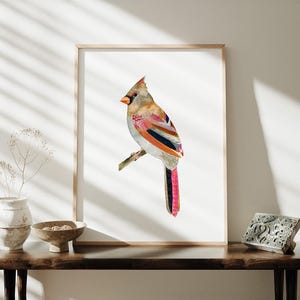 Watercolor Female Cardinal Art Print. Beautiful Cardinal Bird Painting. Bird Art Nature Decor. Gallery Wall Art, Birding Gift, State Bird