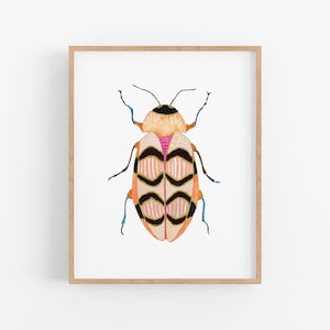 Pretty Beetle Art Print. Fun and Bold Bug Art. Girls Room Decor. Pretty Bug Decor. Nature Themed Nursery Decor. Kids Room Art Playroom Decor