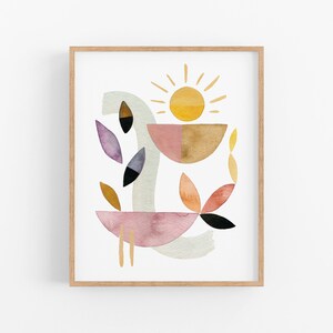 Abstract Sunshine Wall Art. Abstract Garden Art Print. Unique Wall Decor. Modern Art Print. Sun Room Decor. Large Print. Abstract Painting