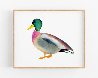 Mallard Art Print. Cottage Decor. Mallard Wall Art. Nature Gallery Wall Art. Mallard Duck Art Print. Nature Art. Watercolor Mallard Painting