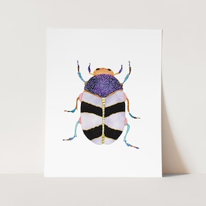 Watercolor Beetle Art Print. Purple Beetle Art.  Watercolor Beetle Art Print. Kids Room Decor. Beetle Wall Art. Colorful Insect Art. Bug Art
