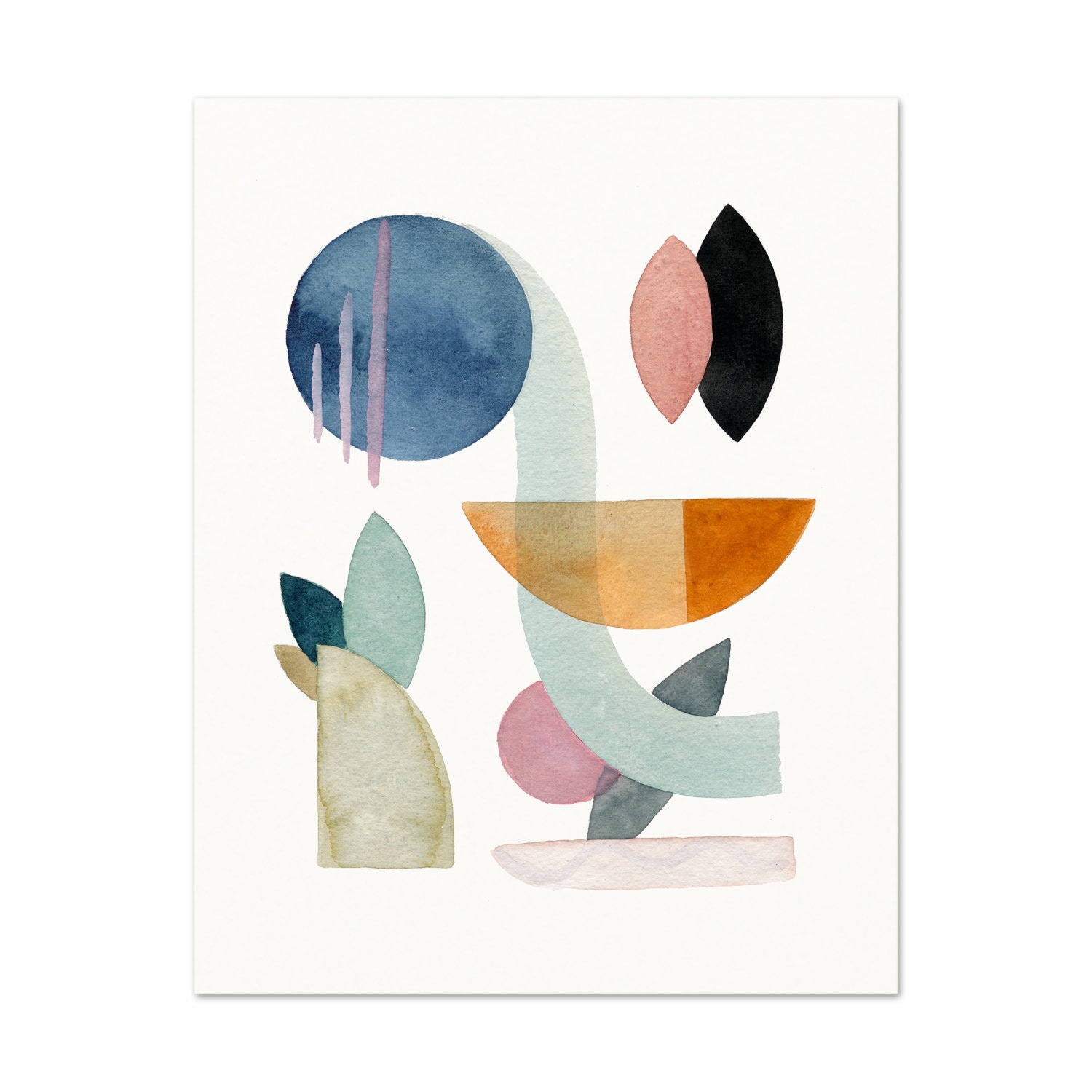 Minimalist Abstract Art Print. Sea Green Blue Abstract Art Print