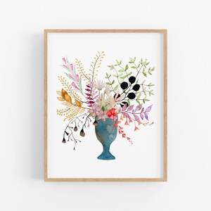 Watercolor Wild Flowers Art Print. Botanical Art Print. Large Flower Arrangement Painting. Unique Flower Painting. Bedroom Wall Art Decor.