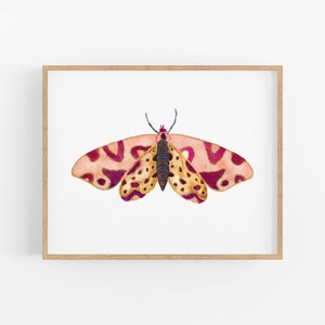 Pink Moth Art Print. Unique Bug Art. Moth Watercolor. Pink Bug Art. Girls Room Art. Nursery Decor. Nature Gallery Wall Art. Garden Art.