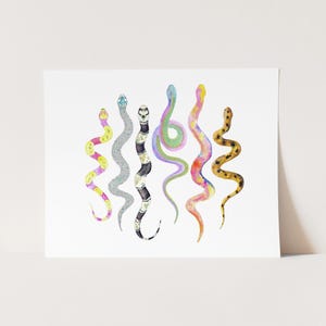 Watercolor Snake Art. Tribal Serpent Wall Art. Playful Snake Art Print. Colorful Kids Room Art. Southwest Decor. Wild West Boho Art. Snakes.