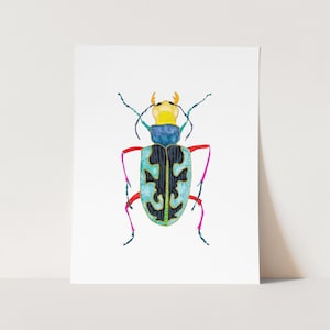 Colorful Bug Art Print. Nursery Art. Colorful Insect Art. Bright Bold Kids Room Decor. Beetle Watercolor Art Print. Boys Room Art Print.