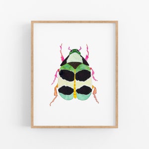 Colorful Beetle Art Print. Blue Green Black Bug Art. Nature Decor. Boy's Room Art. Boy's Nursery Decor. Play Room Wall Art. Large Art Prints image 1