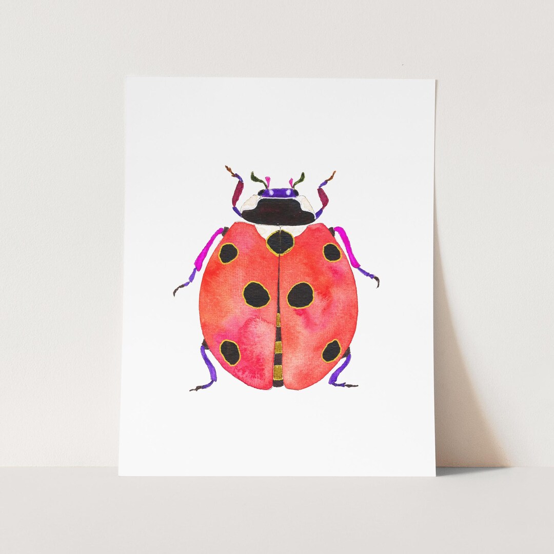 Ladybug Art Print. Watercolor Ladybug Art Print. Kids Room Decor. Cute ...
