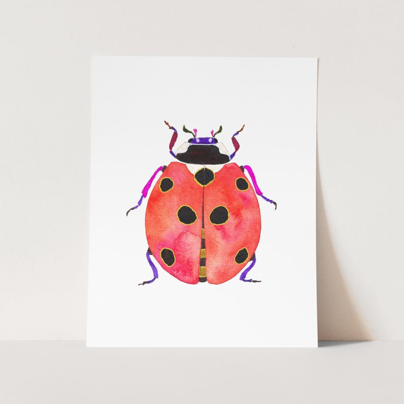 Ladybug Art Print. Watercolor Ladybug Art Print. Kids Room Decor. Cute ...
