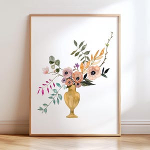 Vibrant Watercolor Wildflower Wall Art. Floral Housewarming Gift. Flower Arrangement in Vase Artwork. Original Bouquet Painting.