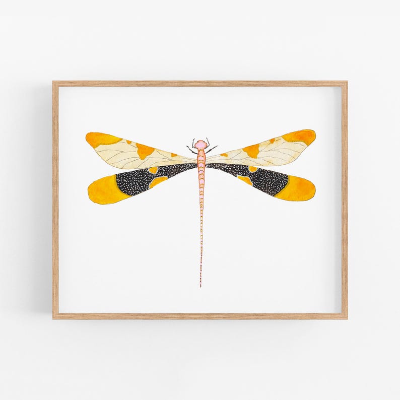 Watercolor Dragonfly Art Print. Blue Dragonfly Artwork. Colorful Insect Art. Gallery Wall Prints. Nature Painting. Pretty Insect Artwork. image 2
