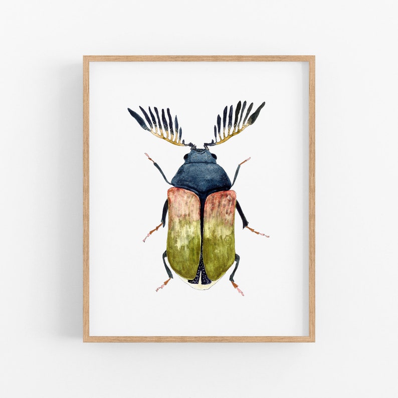 Colorful Beetle Art Print. Kids Room Decor. Nursery Wall Art. Colorful Bug Painting. Beetle Art Print. Watercolor Beetle. Boy's Bedroom Art image 1