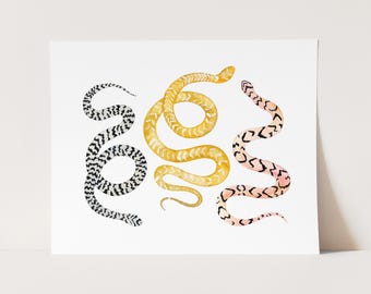 Colorful Snake Art Print. Fun Snake Art. Snake Painting. Play Room Art. Kids Room Decor. Gender Neutral Nursery Wall Art. Nature Decor.