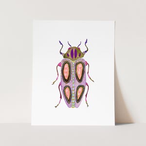 Watercolor Beetle Art Print | Colorful Bug Art for Kids Room | Nursery Decor | Kids Wall Art | Beetle Illustration | Colorful Insect Art