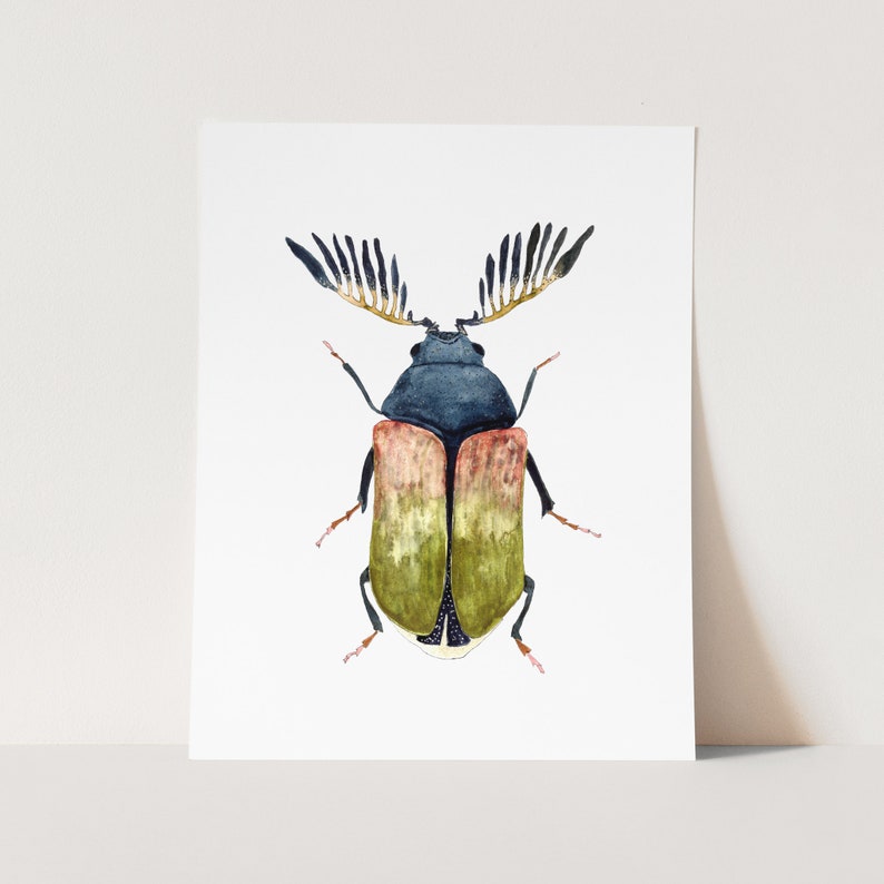 Colorful Beetle Art Print. Kids Room Decor. Nursery Wall Art. Colorful Bug Painting. Beetle Art Print. Watercolor Beetle. Boy's Bedroom Art image 2