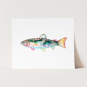Trout Art Print. Angler Wall Art. Dad Gift. Colorful Trout Painting. Fisherman Art. Lake House Decor. Nature Art. Kids Room Fish Painting.