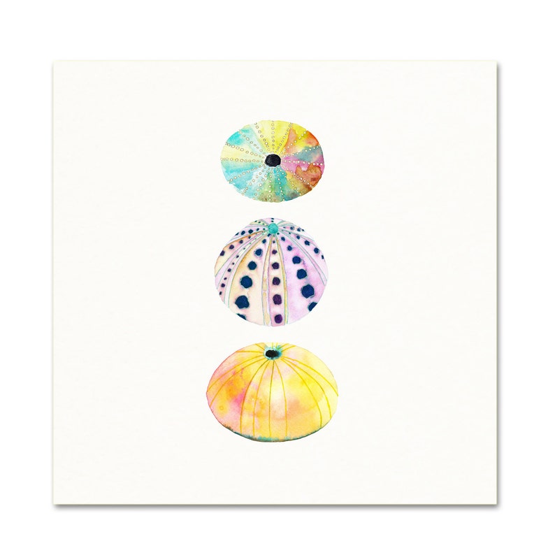 Sea Urchin Art Print. Watercolor Sea Urchin Wall Art. Yellow Etsy