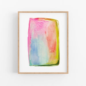 Modern Abstract Watercolor Art.   Bright home decor. Watercolor Art Print. Pink Blue. Minimalist Bright Abstract. Sarah Martinez Art