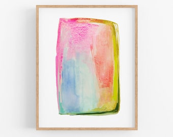Modern Abstract Watercolor Art.   Bright home decor. Watercolor Art Print. Pink Blue. Minimalist Bright Abstract. Sarah Martinez Art