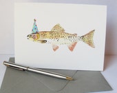Trout Birthday Card. Angler Birthday Card. Fly Fisherman Birthday Card. Birthday Card for Dad. Card For Husband / Father / Grandfather.