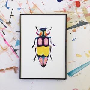 Beetle Art Print. Colorful Insect Art. Bright Bold Kids Room Decor. Watercolor Bug. Beetle Watercolor Art Print. Boys Room Art Print. image 5