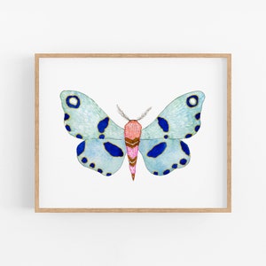 Pale Blue Bug Art Print. Colorful Insect Art. Office Decor. Nature Art. Peaceful Nature Decor Beautiful Bug Painting. Kids Room Art. Bug Art