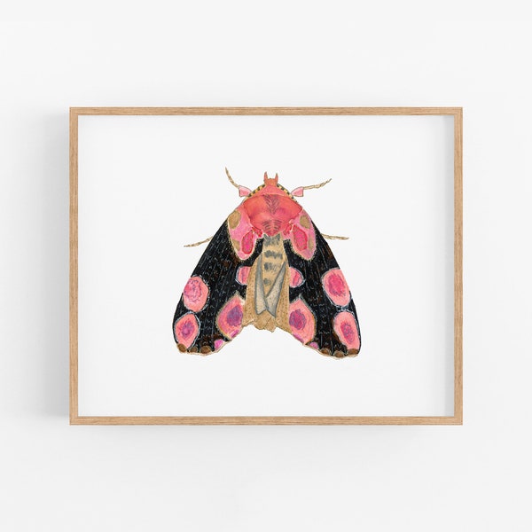 Moth Watercolor Art Print. Pink Moth Wall Art. Modern Nature Painting. Moth Painting. Unique Kids Room Art. Baby Shower Gift. Pink Moth Art.