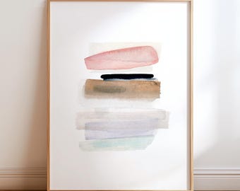 Soft Pastel Abstract Watercolor Art Print. Blush Pink Blue Purple Wall Art. Modern Art Prints Decor. Contemporary Painting Home Decor.