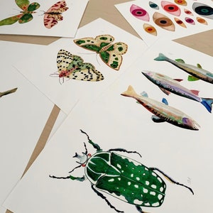 Pink and Green Moth Art Print. Pretty Bug Art. Nursery Decor. Watercolor Moths. Nature Art. Kids Wall Art. Playroom Decor. Pink / Green Art. image 5