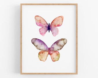 Pink / Purple Butterfly Art Print. Nursery Decor. Kids Room Art. Soft Butterfly Art. Nature Decor. Wildlife Decor. Pretty Butterfly Art.