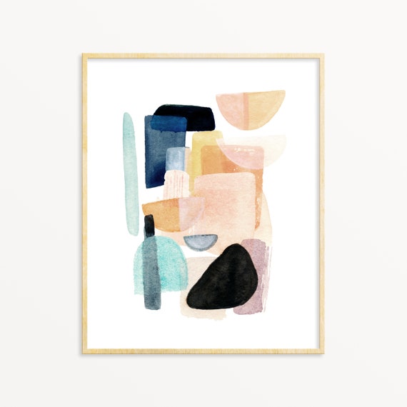 Colorful Abstract Watercolor Art. Modern Gallery Wall Art
