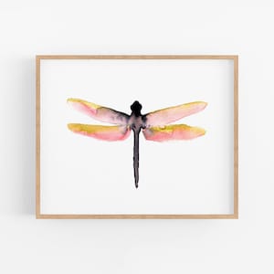 Watercolor Dragonfly Art Print.  Pink Dragonfly Artwork. Colorful Insect Art. Gallery Wall Prints. Nature Painting. Pretty Insect Artwork.