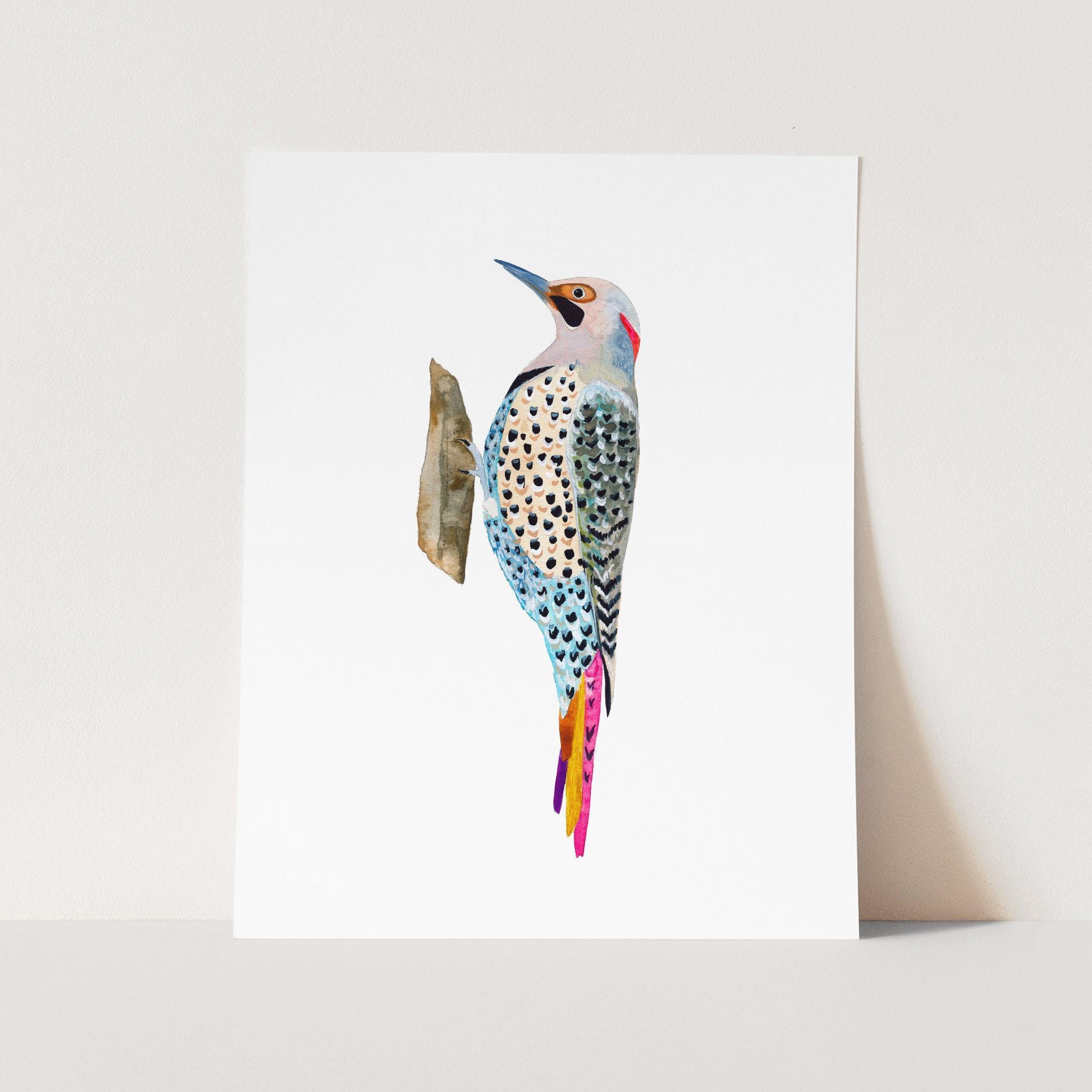 Watercolor Yellowhammer Art Print. Alabama State Bird Painting. Northern Flicker Woodpecker Watercolor Art. Country House Bird Lover Decor.